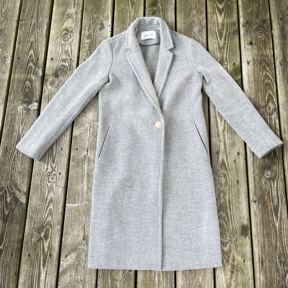 Women's Coat: Aritzia Babaton Light Gray Classic Wool Coat